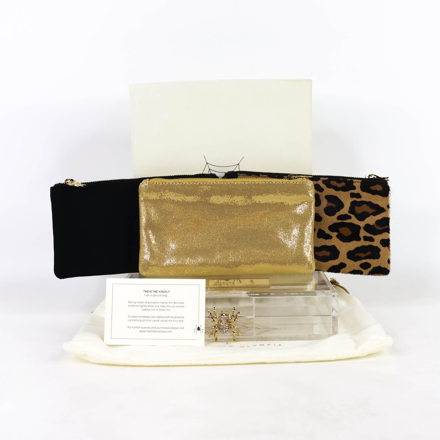 Charlotte Olympia Clutch Crystal Spider Clear