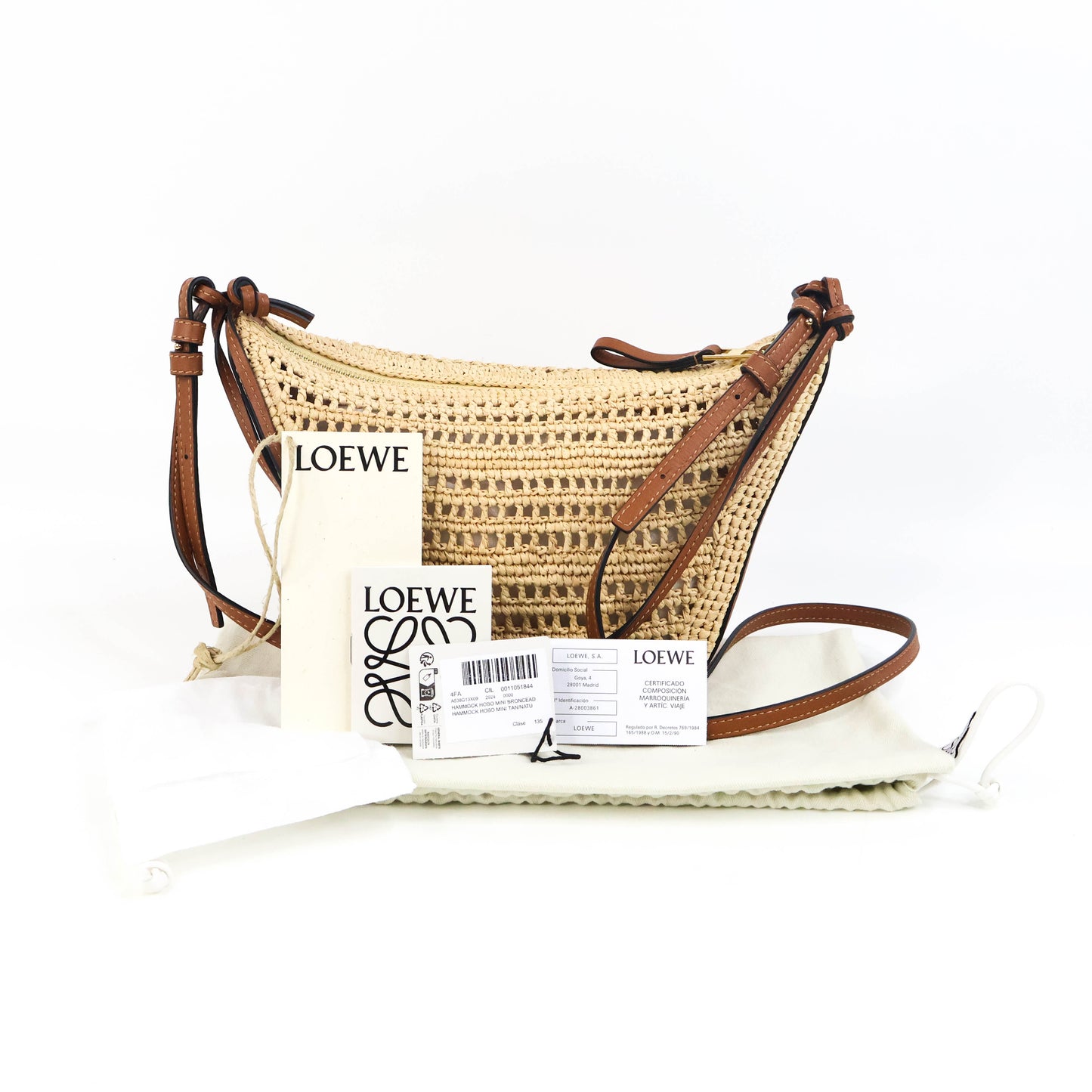 Loewe Hammock Hobo Mini Raffia Tan/Natural
