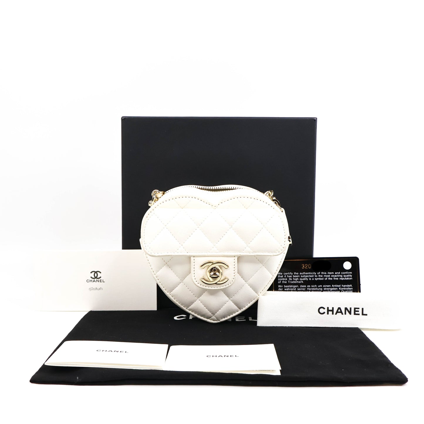 Chanel Heart Bag Small White Lamb