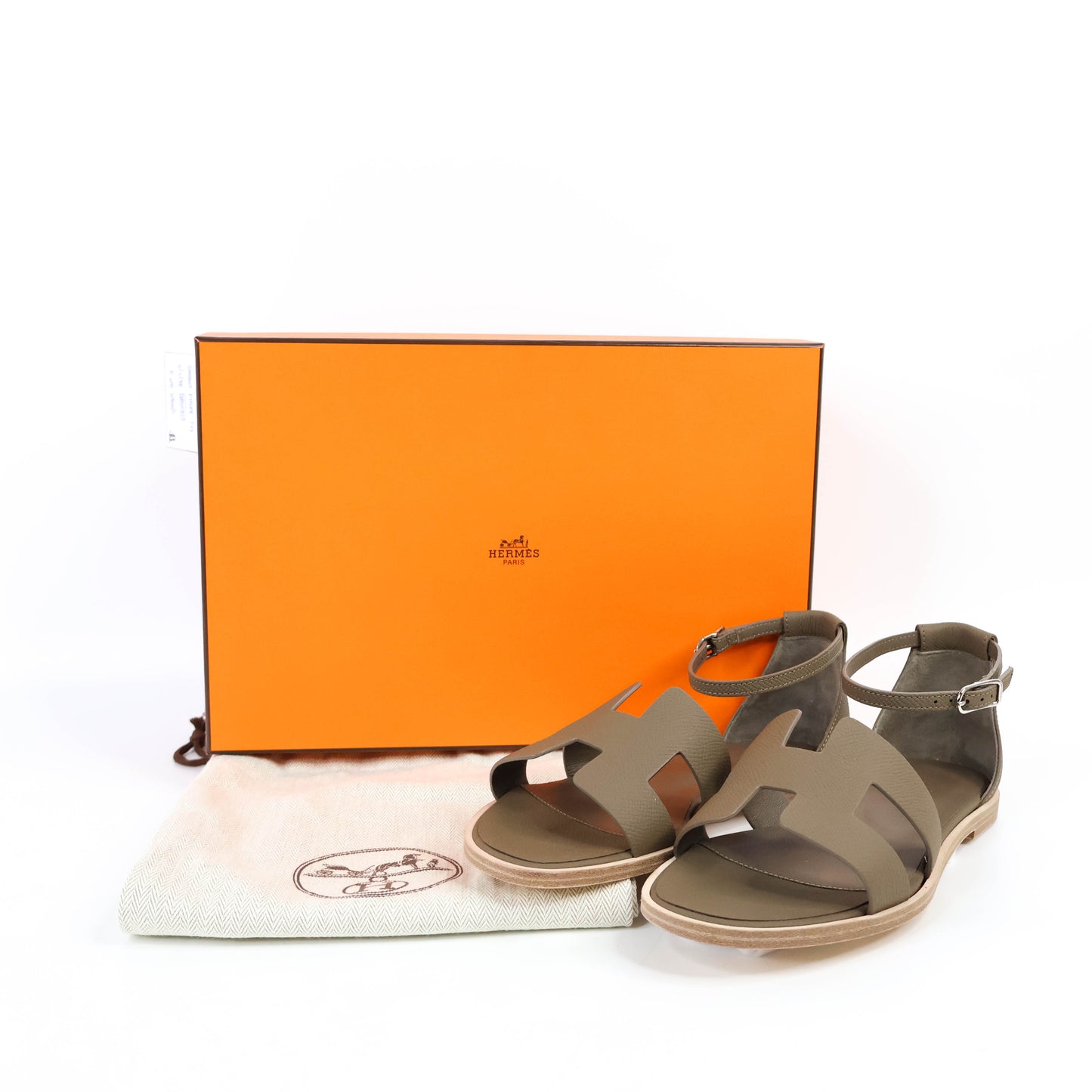 Hermes Santorini Sandals Etoupe 37