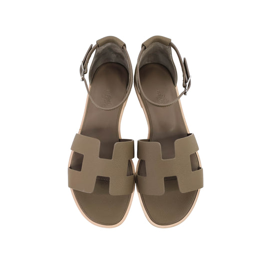 Hermes Santorini Sandals Etoupe 37