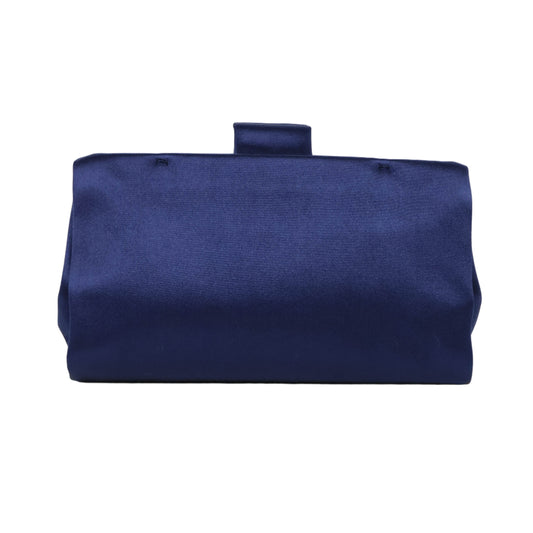 Roger Vivier Clutch Flower Crystal Satin Navy