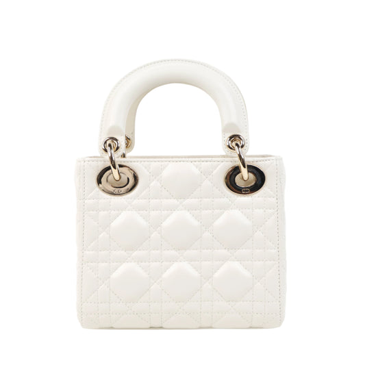 Dior Mini Lady Dior Bag White Cannage Lambskin