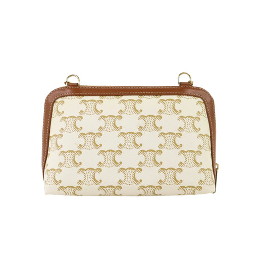 Celine Clutch On Chain Triomphe White/Tan