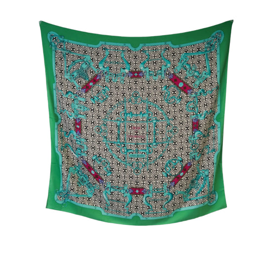 Hermes Cashmere Scarf 120x120 Mors & Gourmettes Green