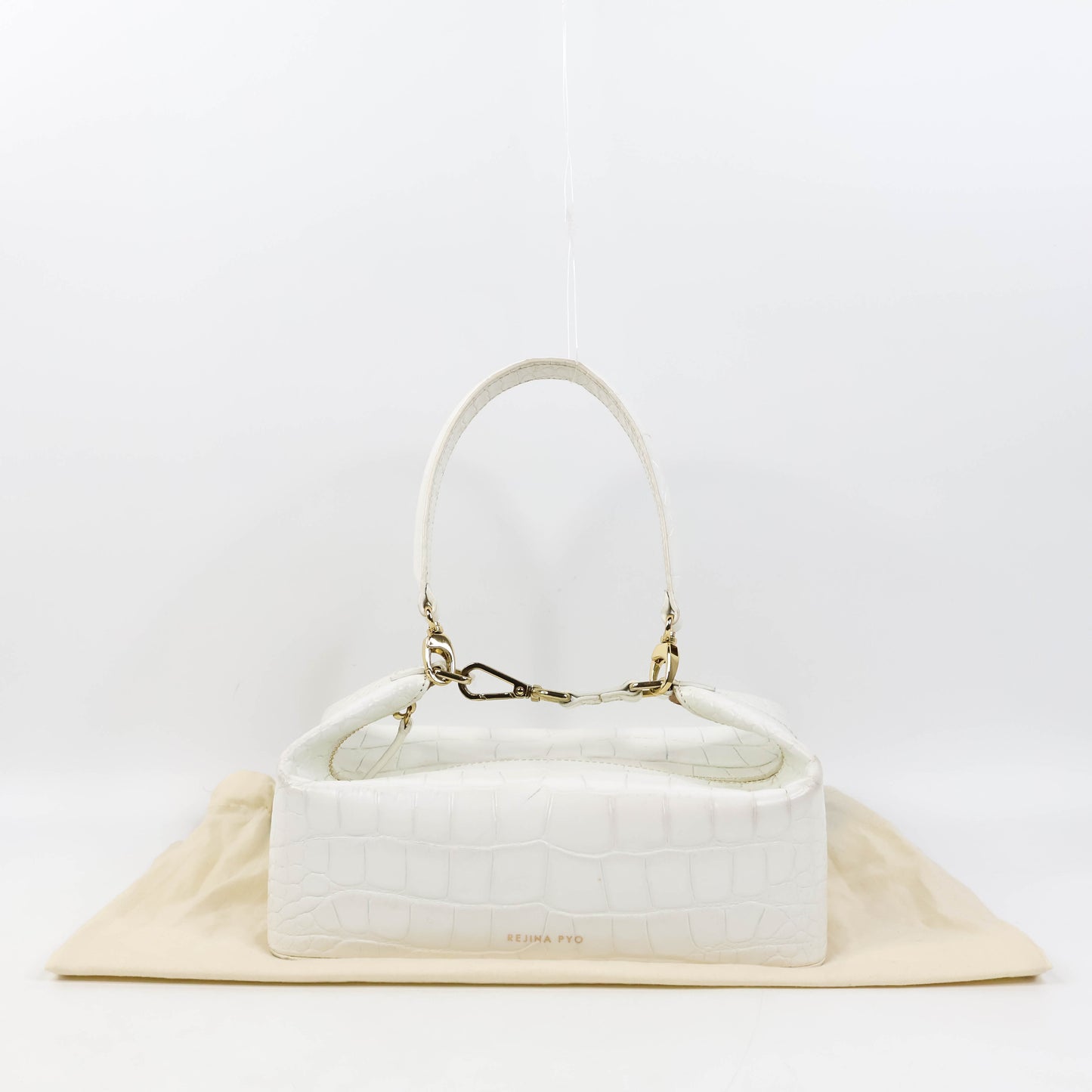 Rejina Pyo Olvia Shoulder Bag White Croc Embossed