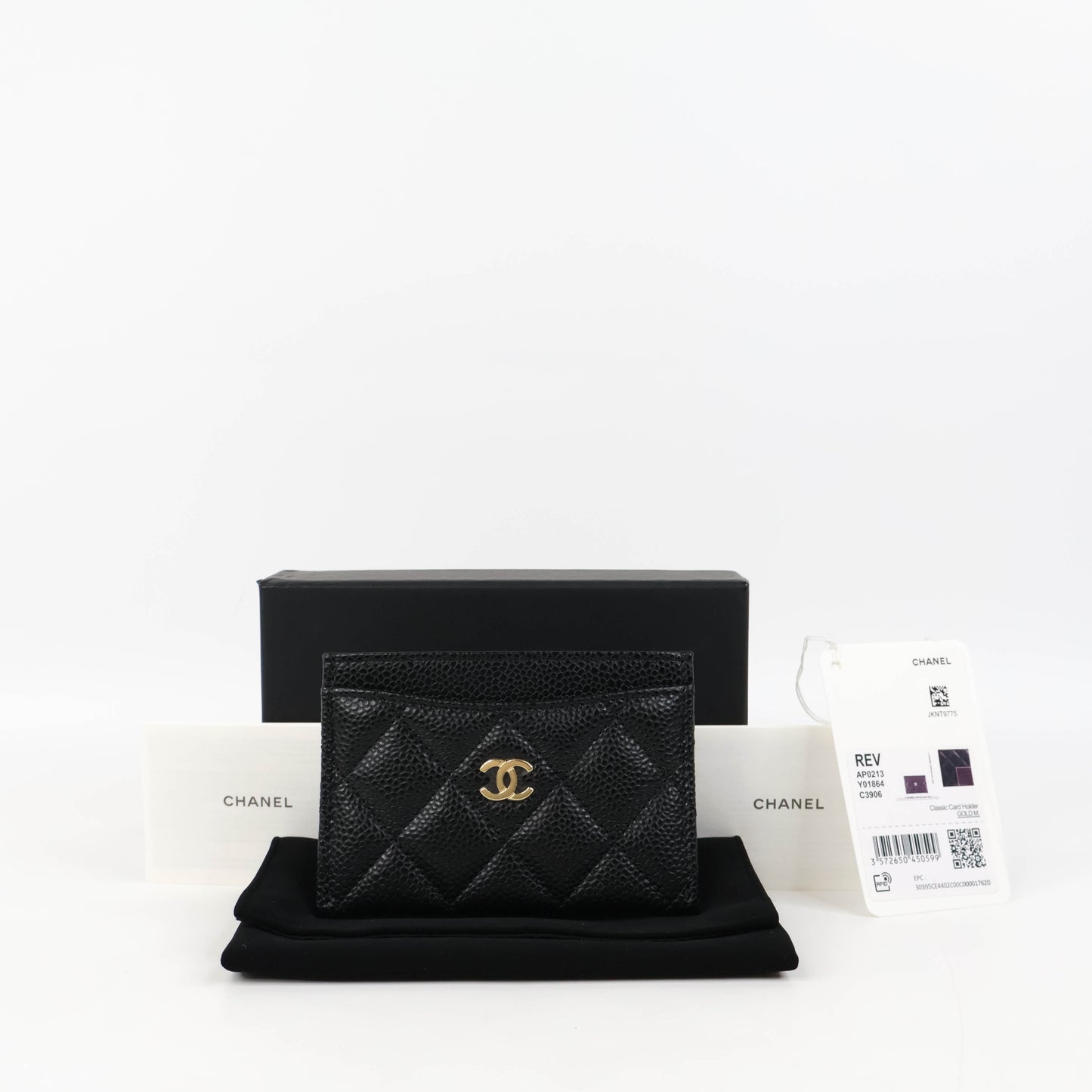 Chanel Card Holder Black Cavier GHW