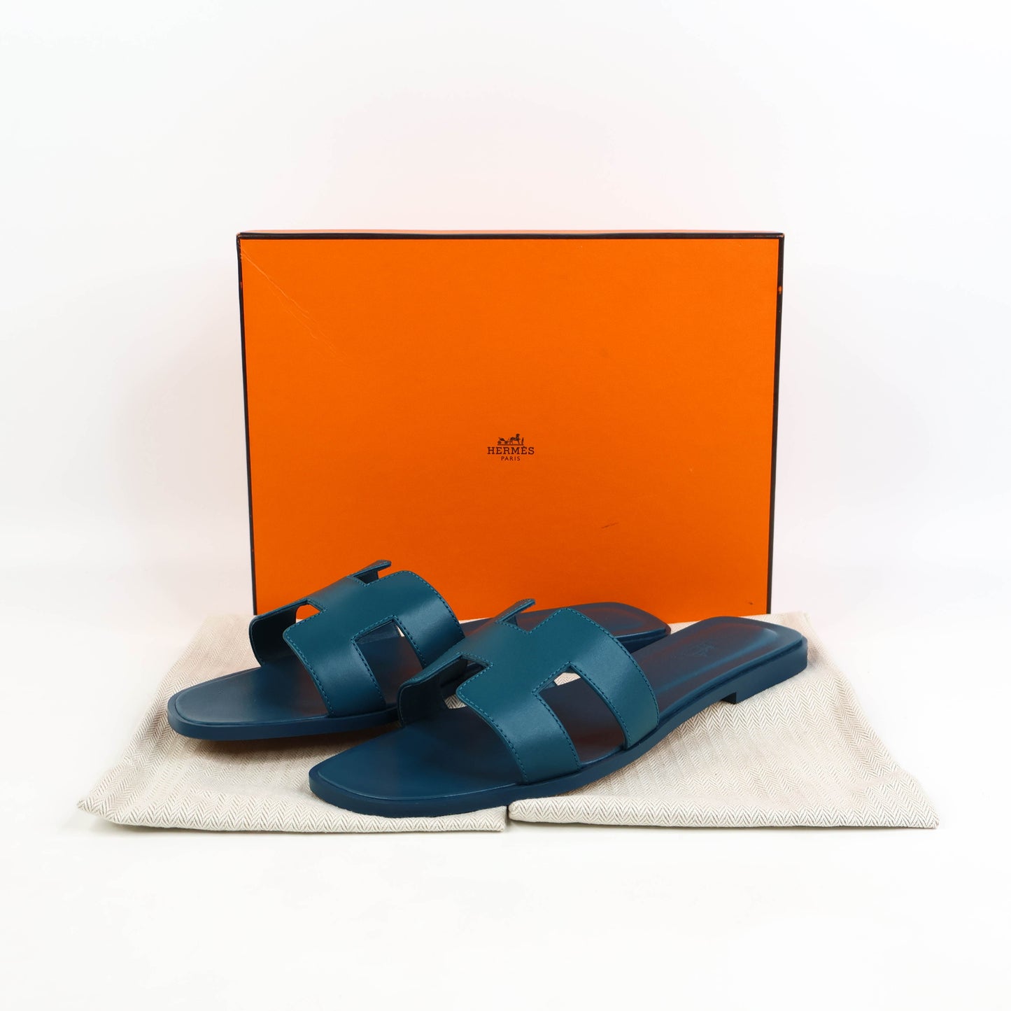 Hermes Oran Sandals Blue Emeraude 40.5
