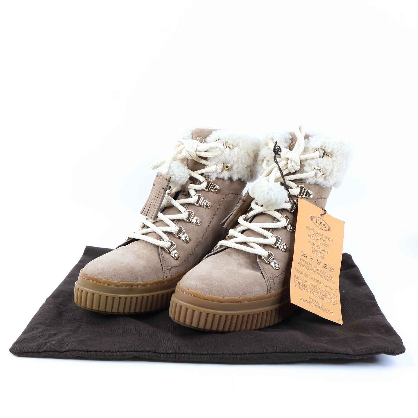 Tod's Boots Suede Wool Brown 36.5