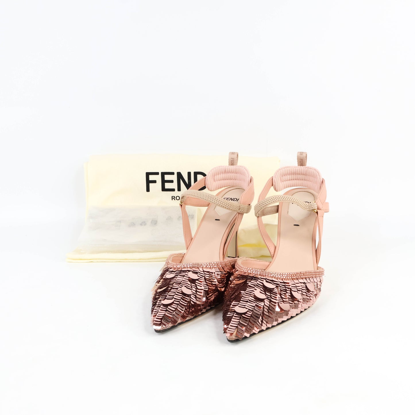 Fendi Sandals Sling Back Sequinned Pink 37