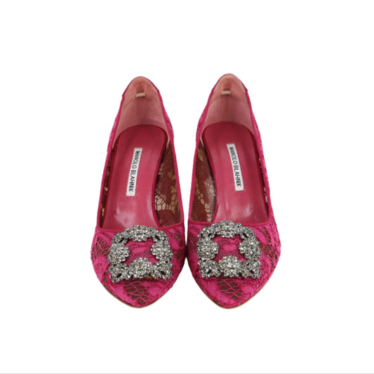 Manolo Blahnik Pumps Red Lace 39