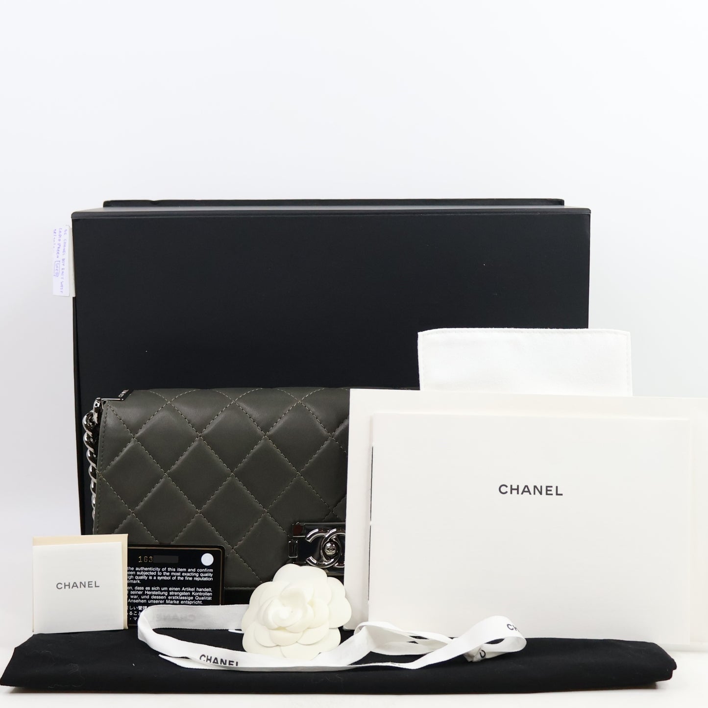 Chanel Boy East West Lamb Green