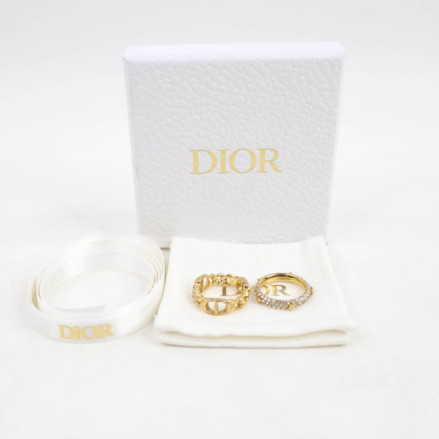 Christian Dior Rings Set Crystal Gold