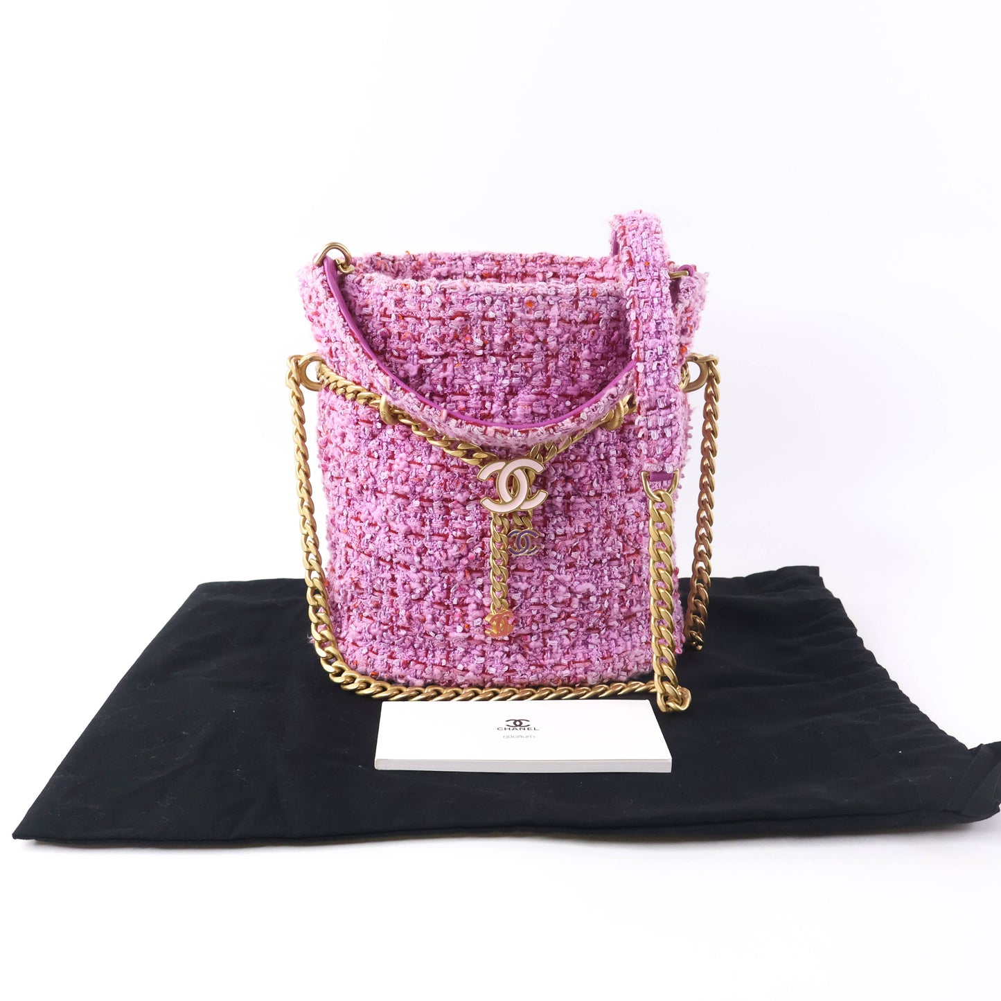 Chanel Bucket Tweed Pink GHW