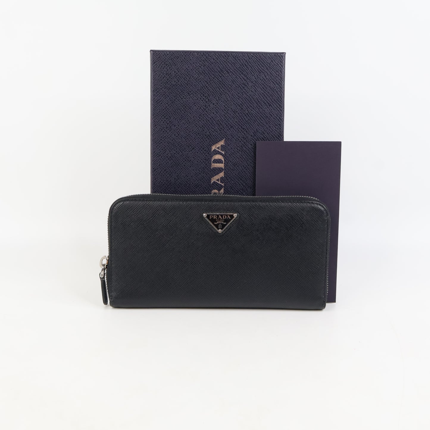 Prada Zippy Long Wallet Saffiano Black