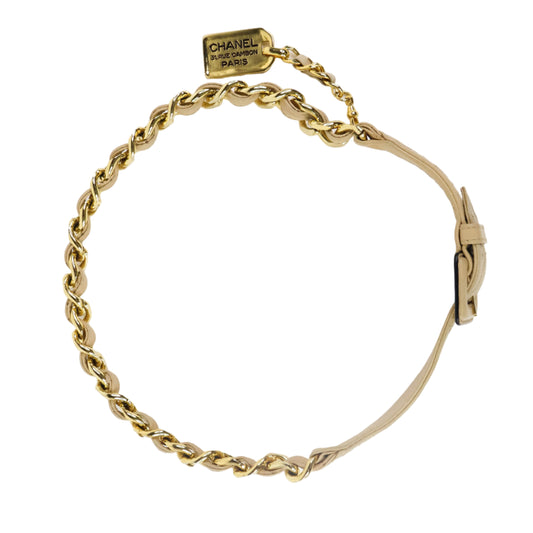Chanel Belt Leather Beige/Chain Gold 65/26