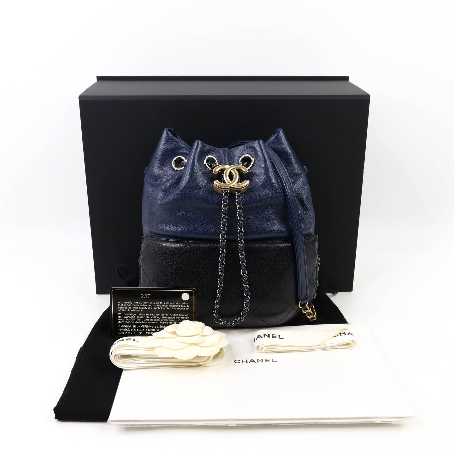 Chanel Gabrielle Bucket Bag Black Navy