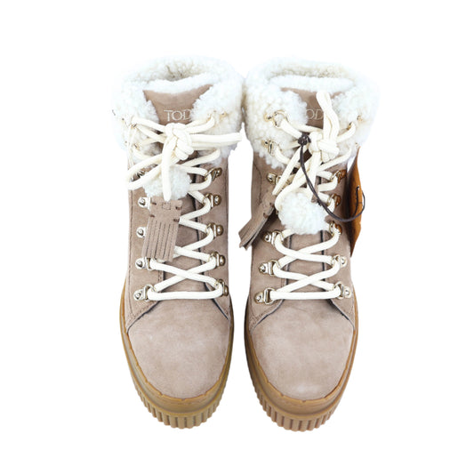 Tod's Boots Suede Wool Brown 36.5