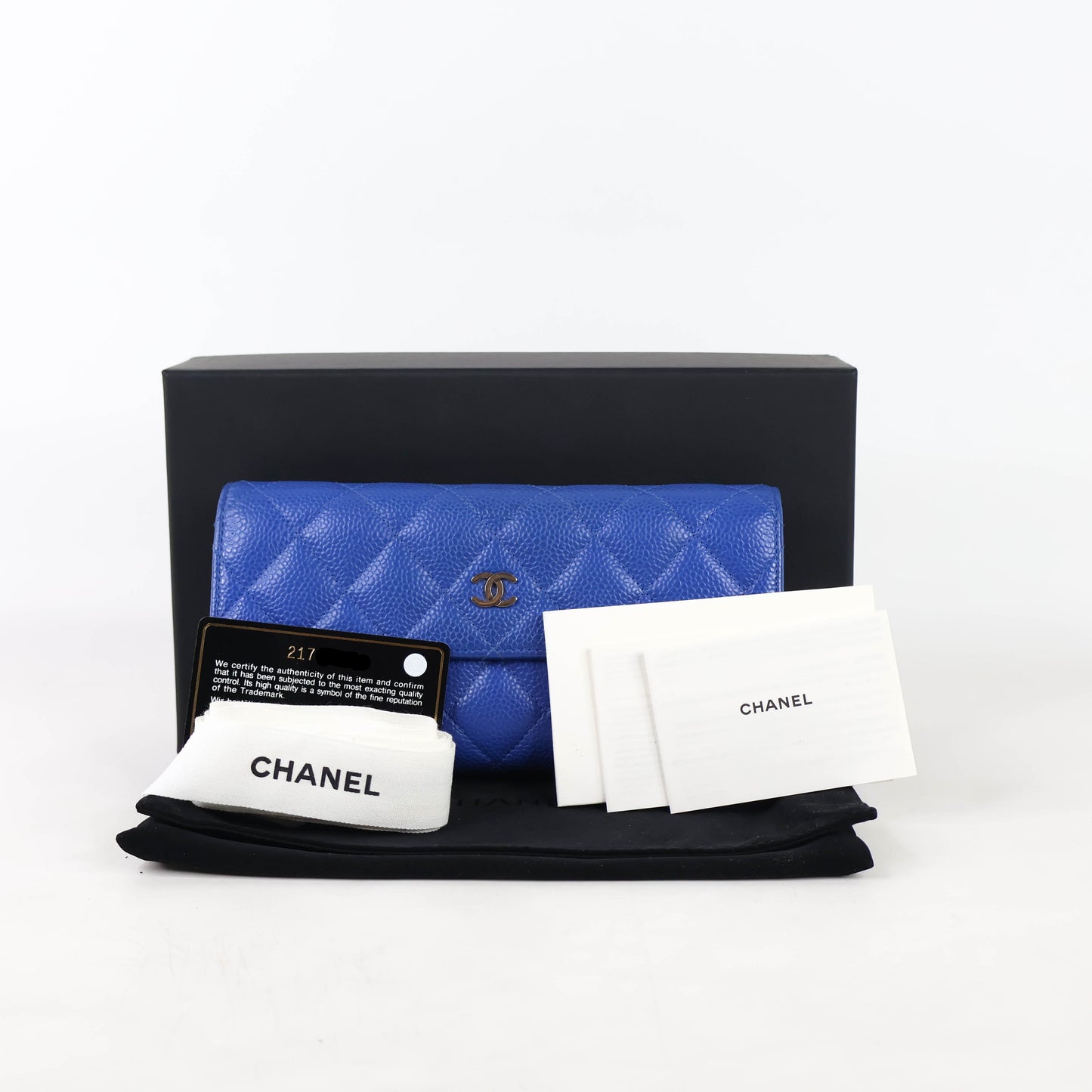 Chanel Long Wallet Blue Caviar