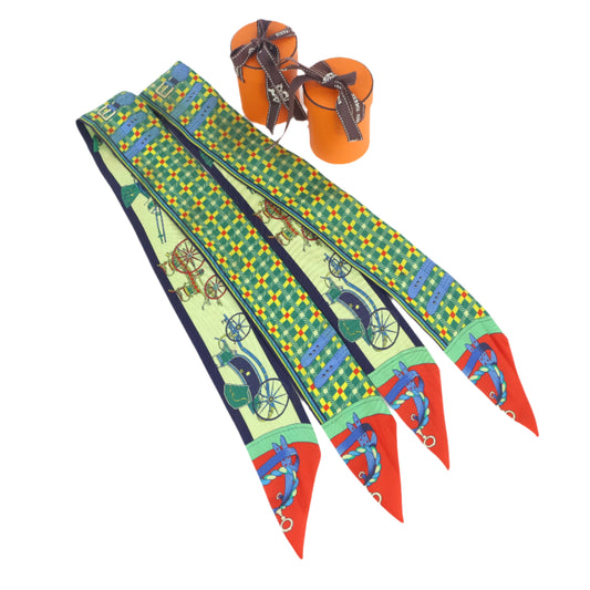 Hermes Horse Carriage Twilly Green/Yellow