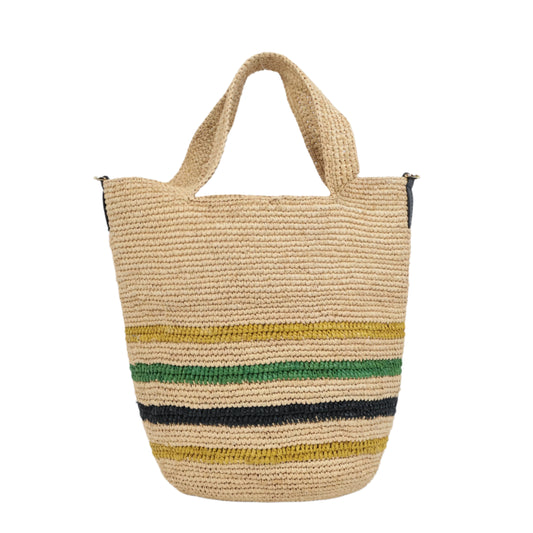 Loewe Slit Mini Raffia Tote Bag Natural Black