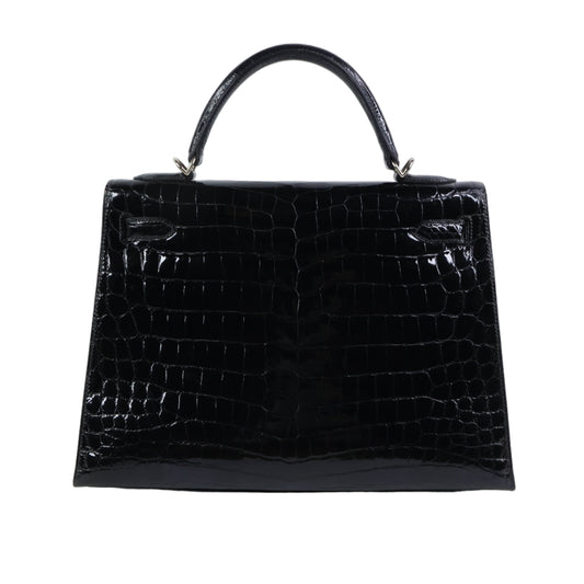 Hermes Kelly32 Black Niloticus shiny