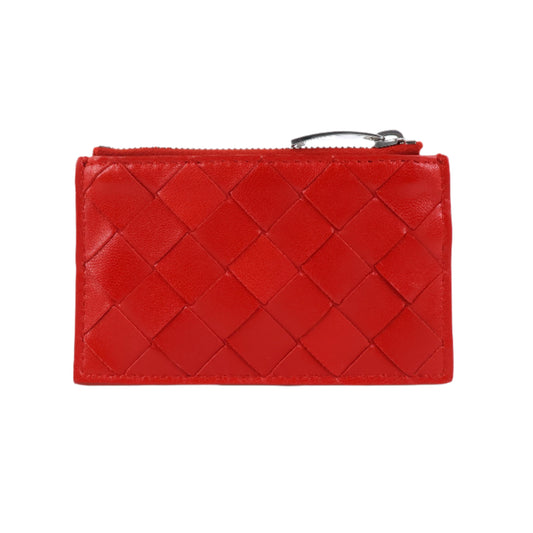 Bottega Coin Purse Intrecciato Red with Keyring