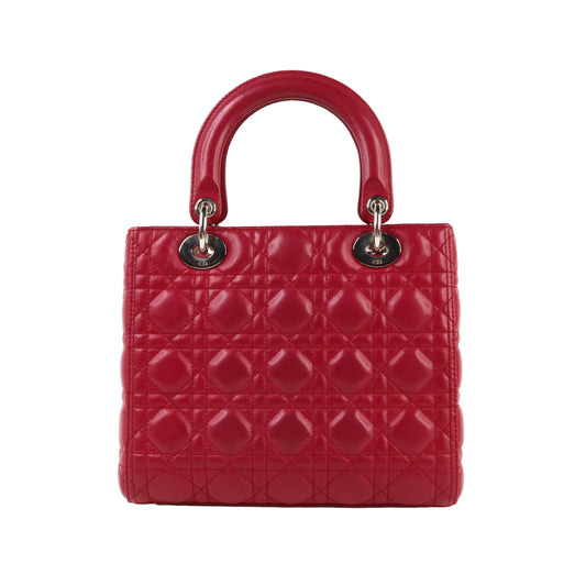 Christian Dior Lady Medium Rouge Carmi Lambskin