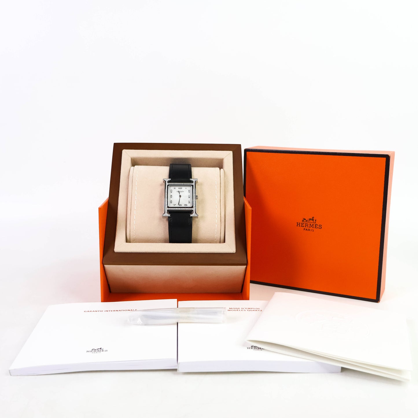 Hermes H Hour Watch Black Swift Diamond