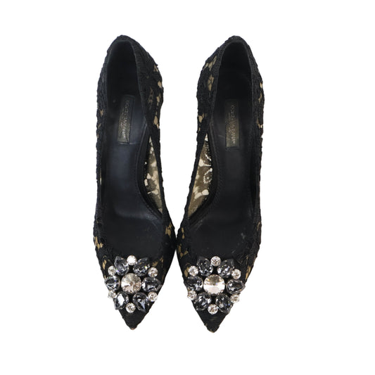 Dolce & Gabbana Pumps Lace Black Crystal 37.5