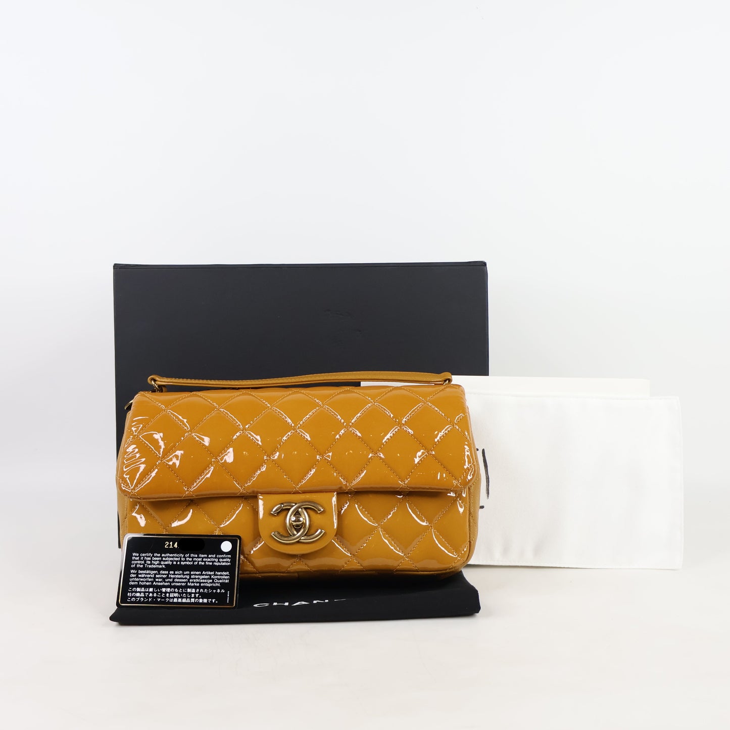 Chanel Flap Bag Mustard Calfskin Patent