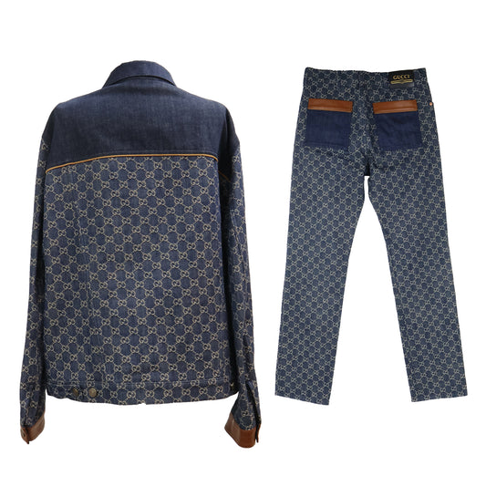 Gucci Washed Organic Denim Jacket & Pants Set