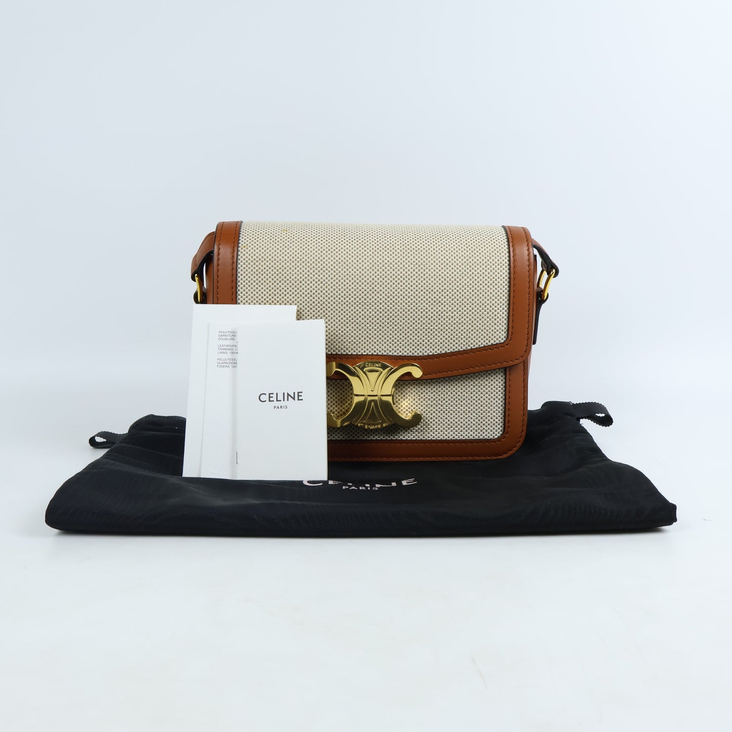 Celine Teen Triomphe Canvas White Tan