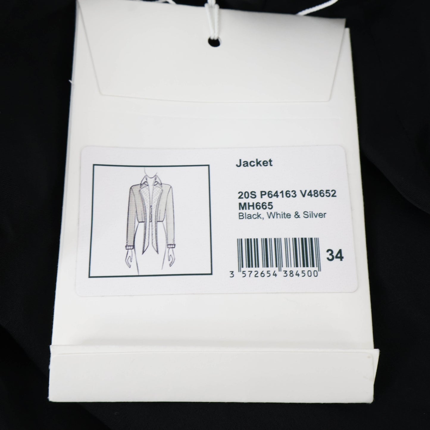 Chanel Jacket Tweed Black White Silver