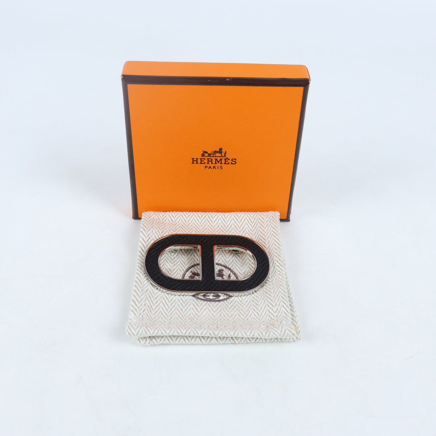 Hermes Brooch Chaine d'ancre Epsom Black