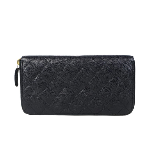 Chanel Zippy Long Wallet Black Caviar