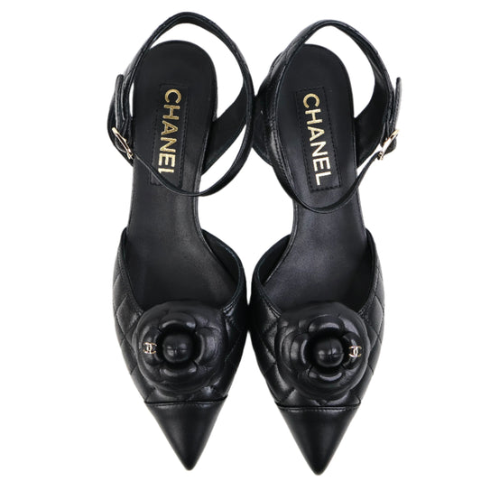 Chanel Heels Black Camellia 38