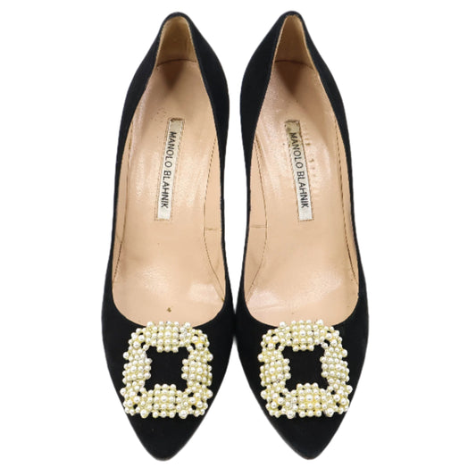 Manolo Pumps Suede Black Pearl 38