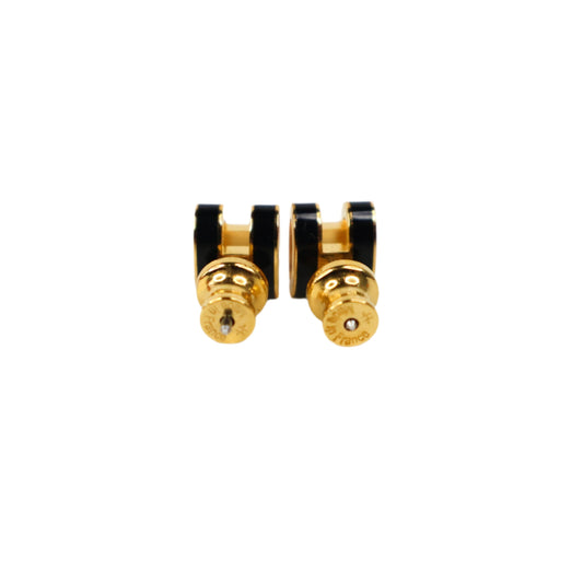 Hermes Mini Pop H Earrings Black GHW