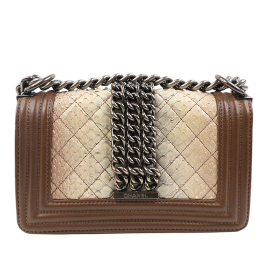 Chanel Boy 8" Python Brown