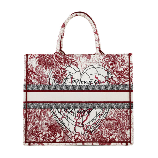 Christian Dior Book Tote Large Rouge Multicolor Canvas