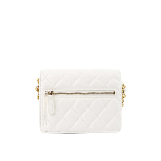 Chanel Flap Crossbody White Lambskin