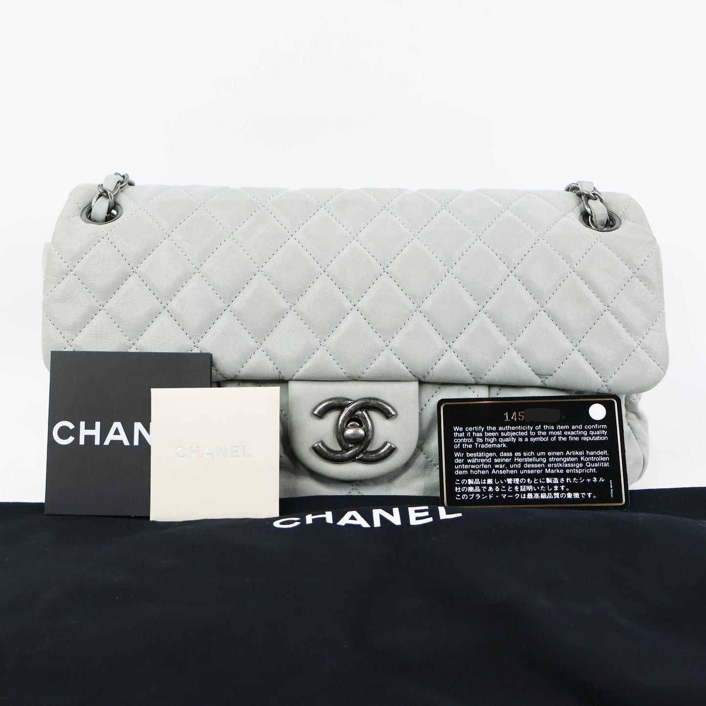 Chanel Calfskin Flap Bag Grey