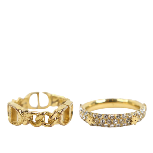 Christian Dior Rings Set Crystal Gold