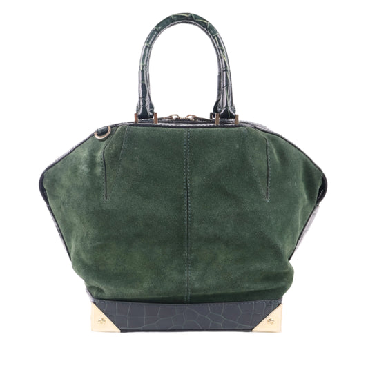 Alexander Wang Emile Handbag with Strap Green Suede GHW