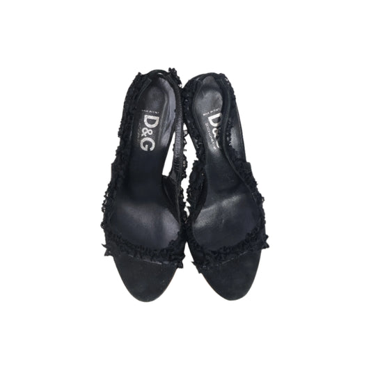 Dolce & Gabbana Sling Back Heels Suede Lace Black 35