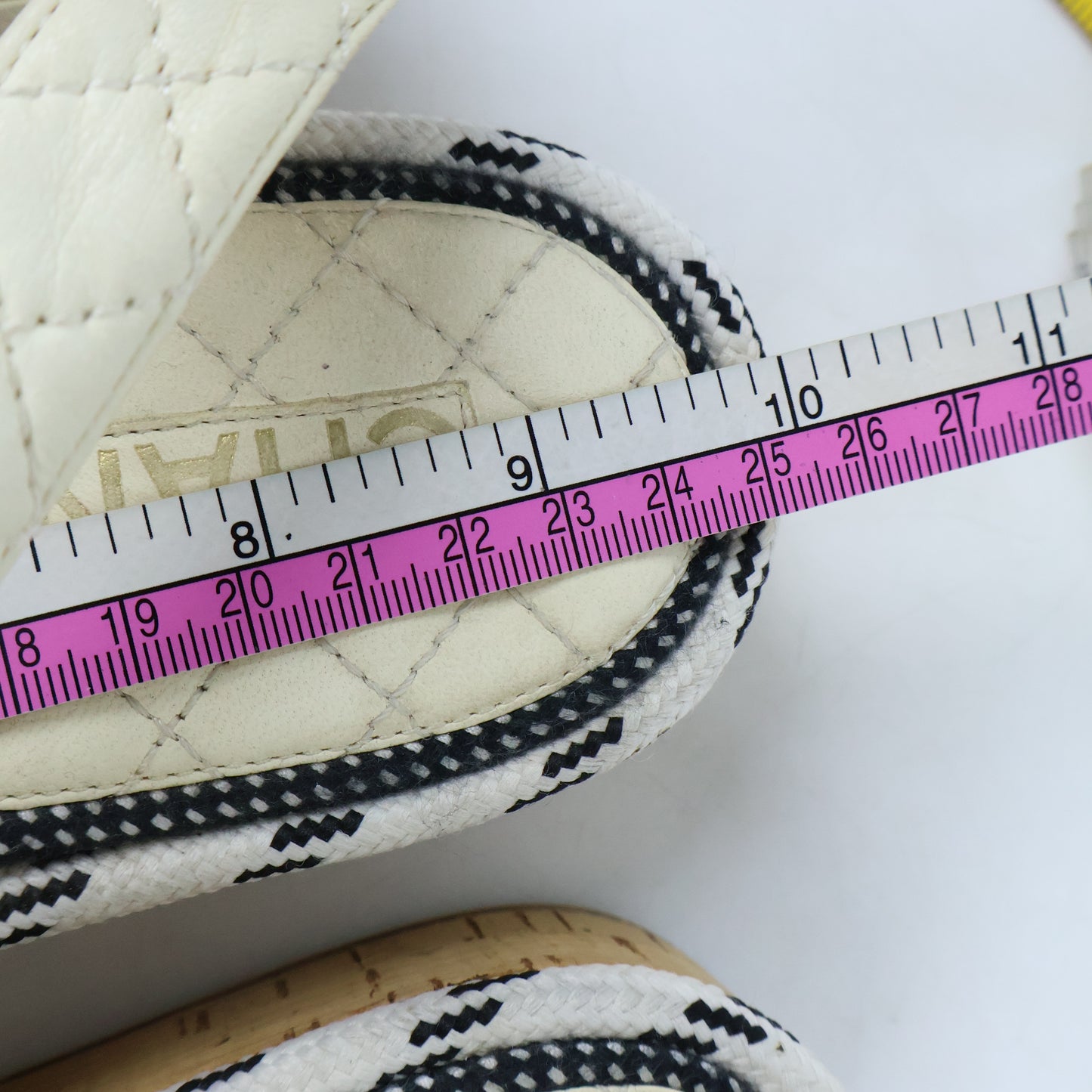 Chanel Cord Logo Sandals 39 White Black