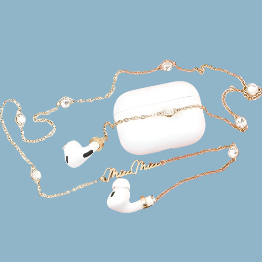 Miu Miu Chain Air Pod Pro Strap Gold Crystal