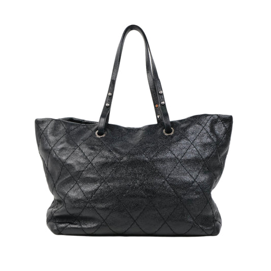 Chanel On The Road Tote Bag Black Calfskin
