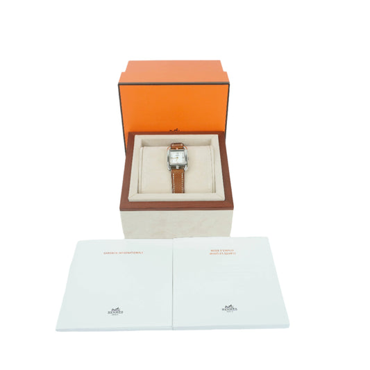Hermes Cape Cod Watch Natural PHW Barenia Leather
